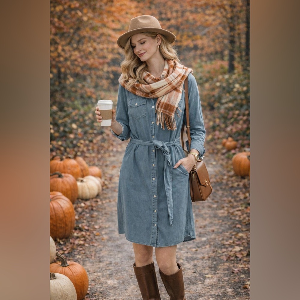 Draper James Light Blue Denim Dress
